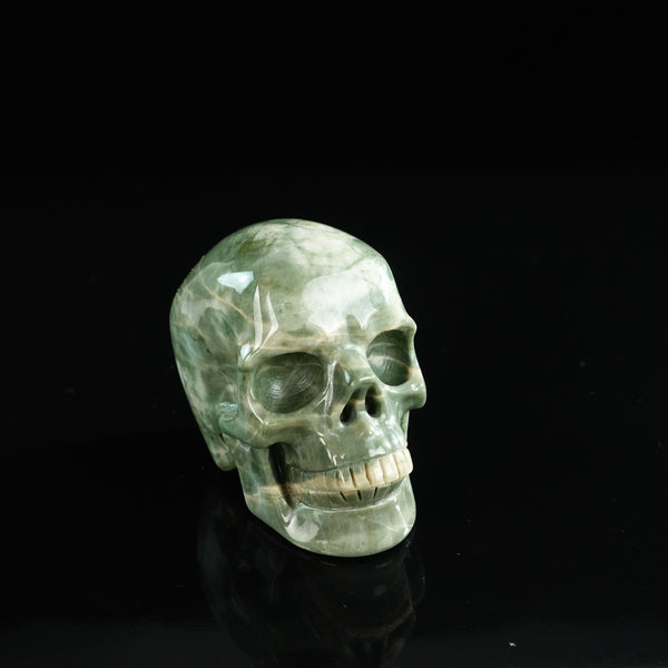 3.0" Nine Dragon Jade Crystal Skull Carving - Unique Piece #HA01 - alternate view