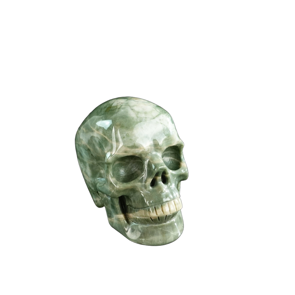 3.0" Nine Dragon Jade Crystal Skull Carving - Hand Carved Decor