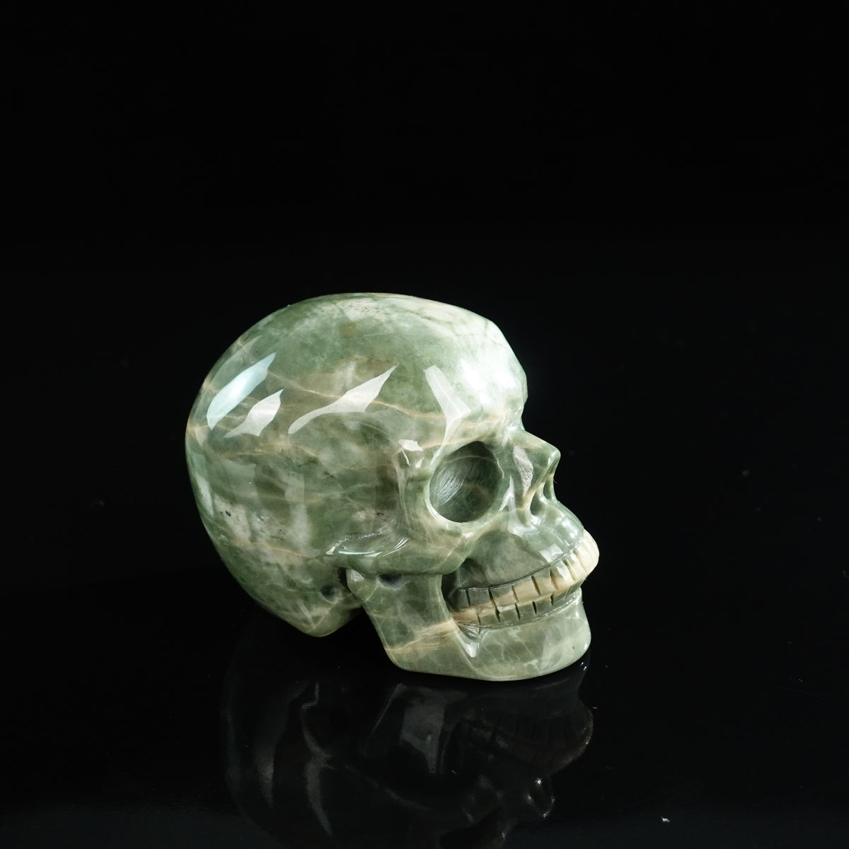 3.0" Nine Dragon Jade Crystal Skull Carving - Unique Piece #HA01