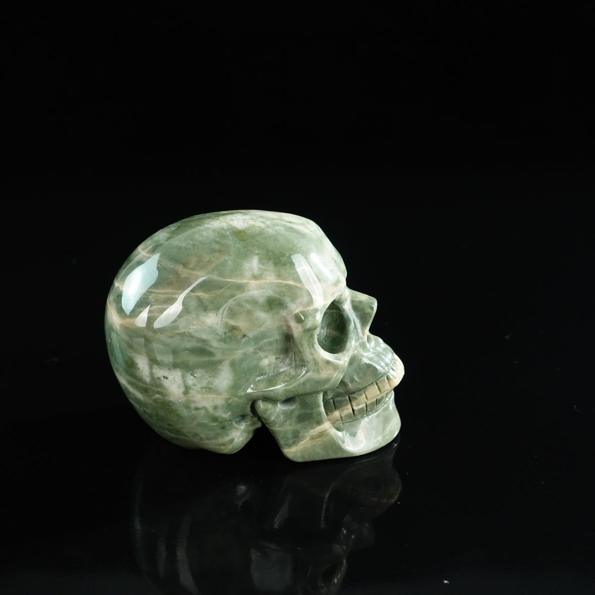 3.0" Nine Dragon Jade Crystal Skull Carving - Unique Piece #HA01