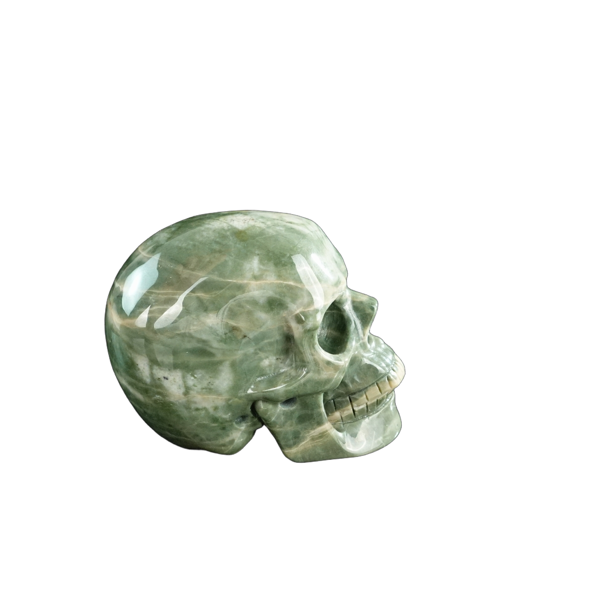 3.0" Nine Dragon Jade Crystal Skull Carving - Hand Carved Decor