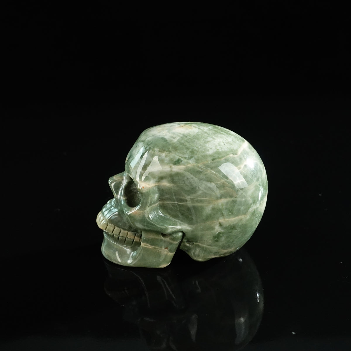 3.0" Nine Dragon Jade Crystal Skull Carving - Unique Piece #HA01