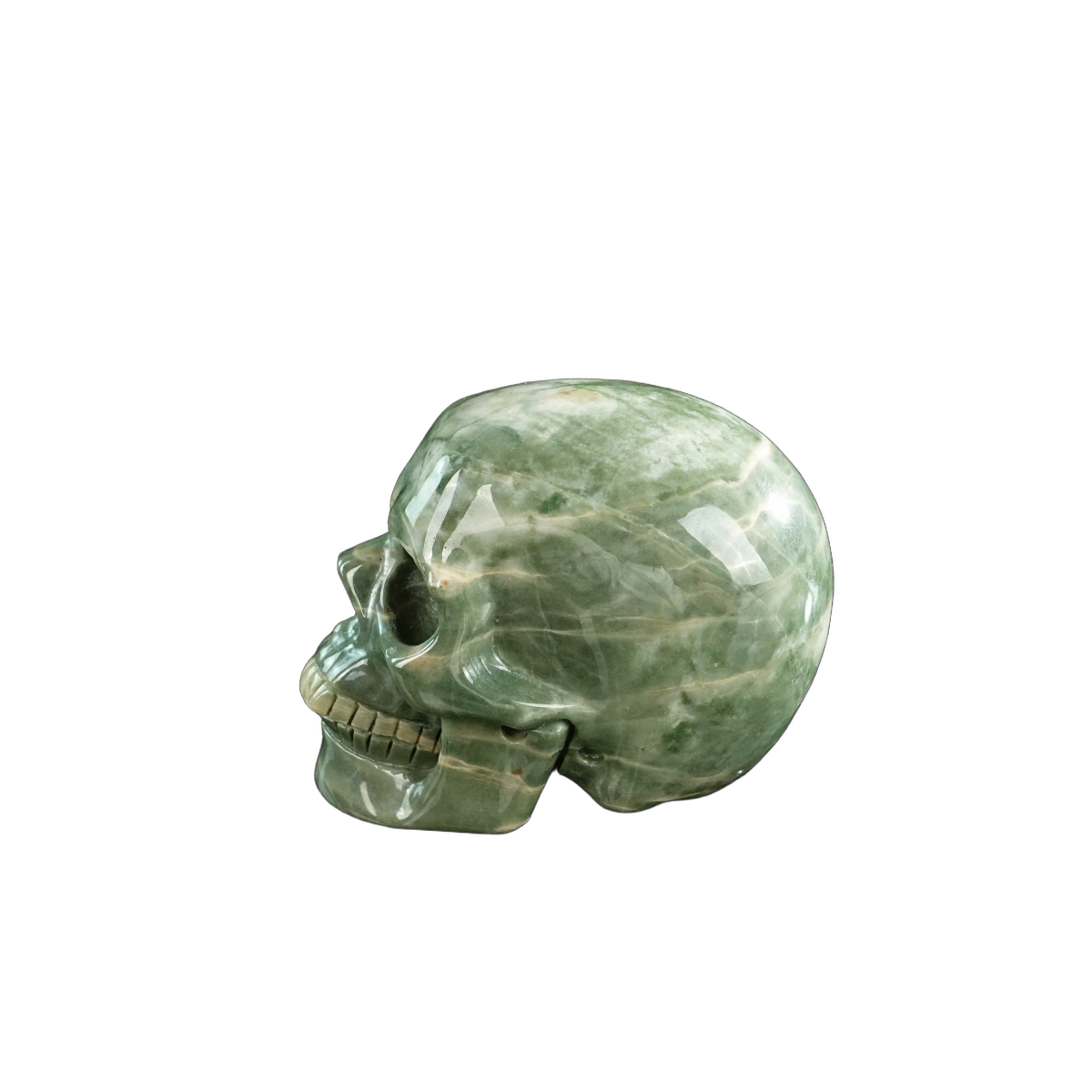 3.0" Nine Dragon Jade Crystal Skull Carving - Hand Carved Decor