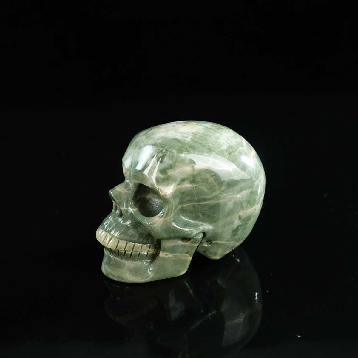 3.0" Nine Dragon Jade Crystal Skull Carving - Unique Piece #HA01
