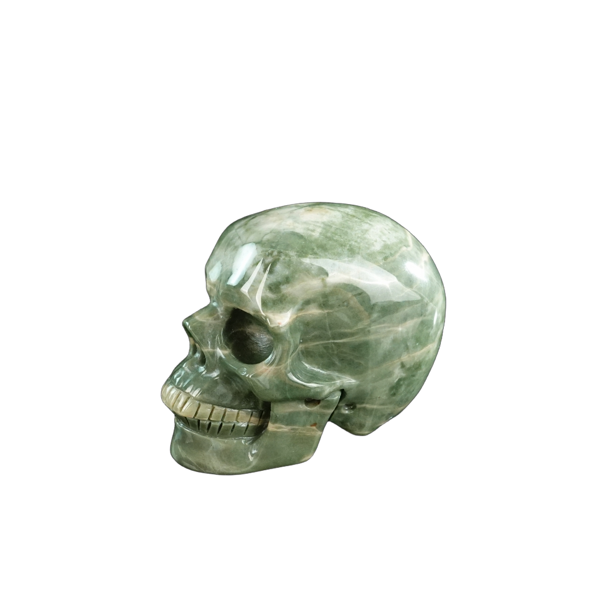3.0" Nine Dragon Jade Crystal Skull Carving - Hand Carved Decor