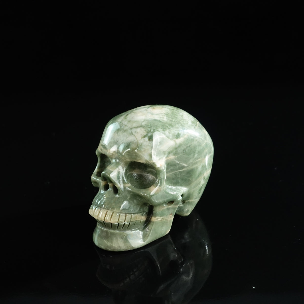 3.0" Nine Dragon Jade Crystal Skull Carving - Unique Piece #HA01