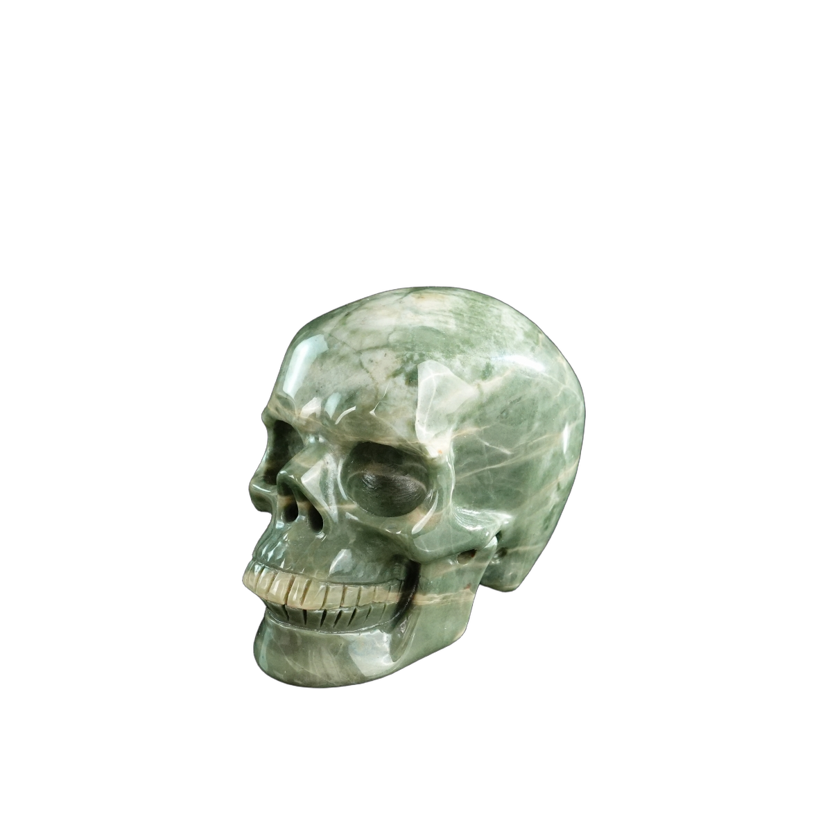 3.0" Nine Dragon Jade Crystal Skull Carving - Hand Carved Decor