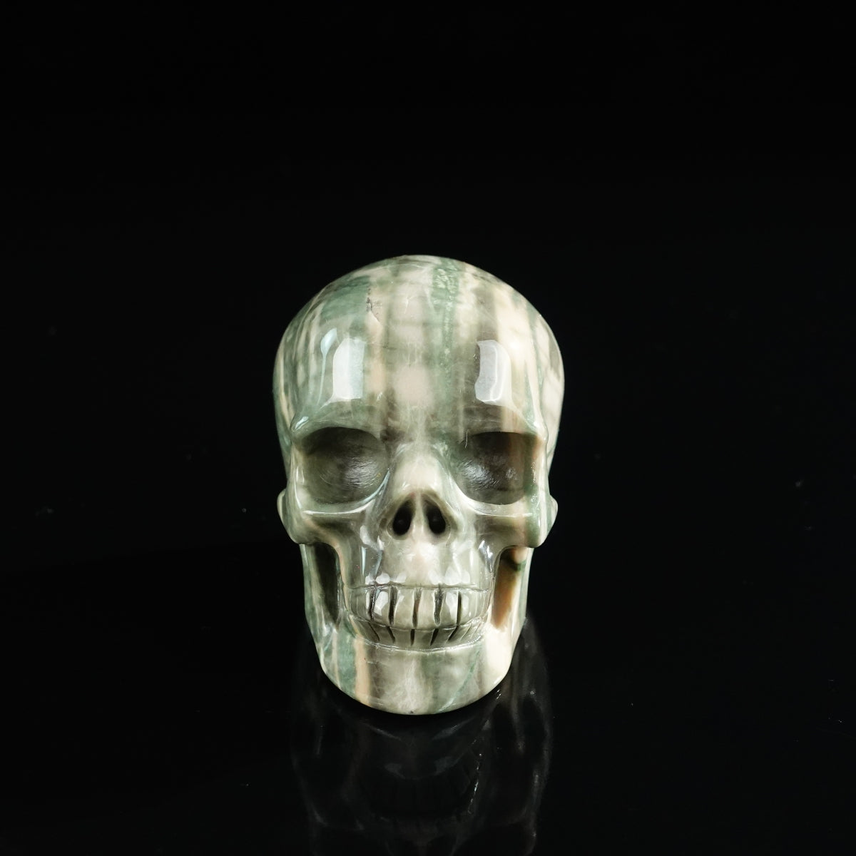 3.0" Nine Dragon Jade Crystal Skull Carving - Unique Piece #HA02
