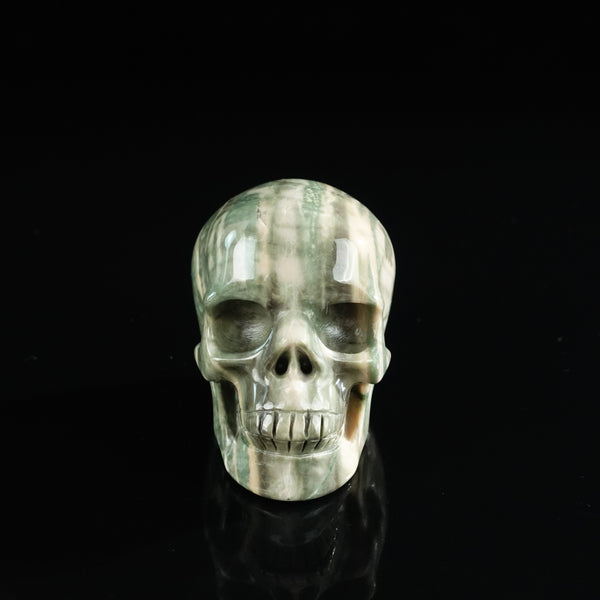 3.0" Nine Dragon Jade Crystal Skull Carving - Unique Piece #HA02