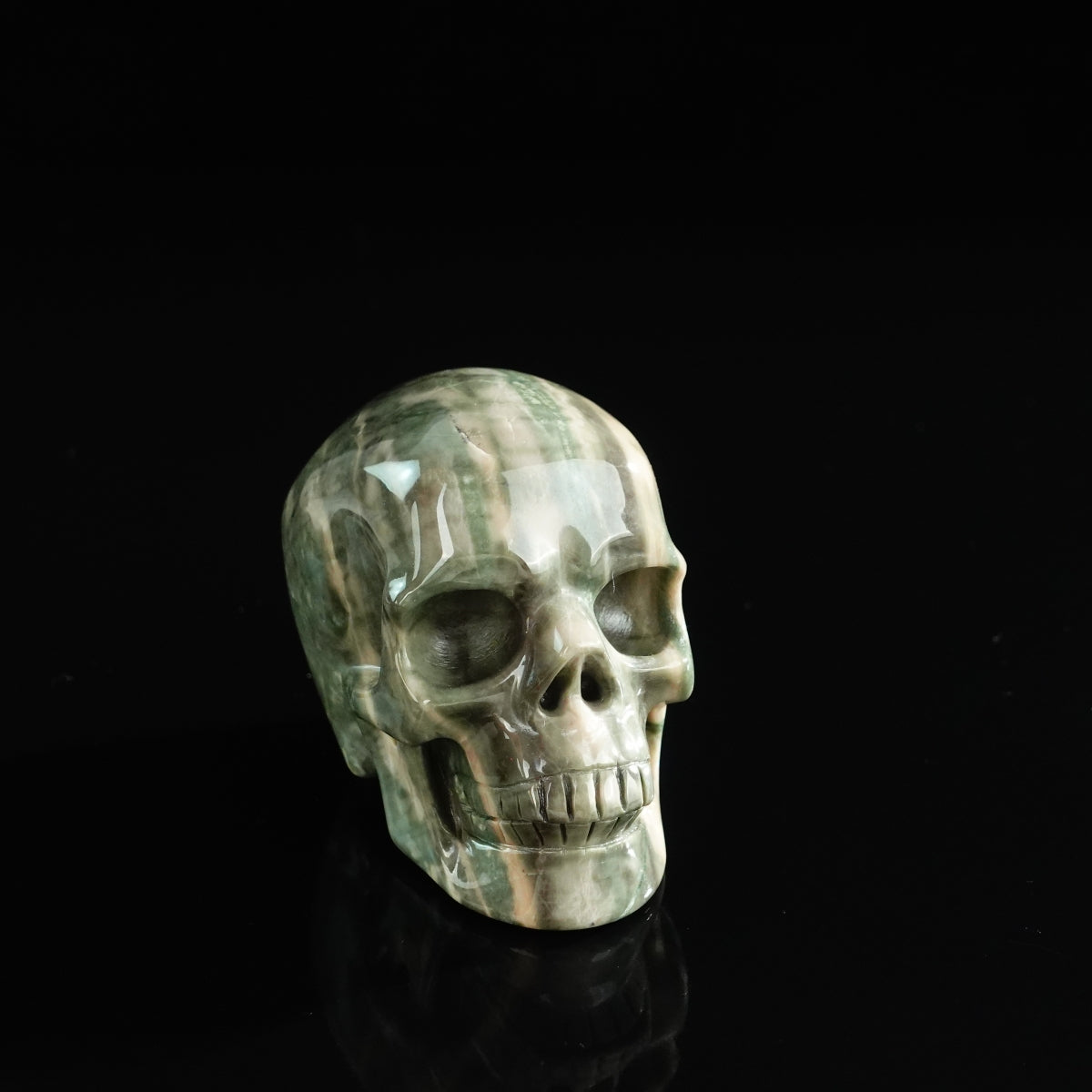 3.0" Nine Dragon Jade Crystal Skull Carving - Unique Piece #HA02
