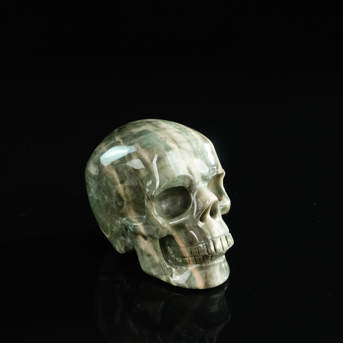 3.0" Nine Dragon Jade Crystal Skull Carving - Unique Piece #HA02