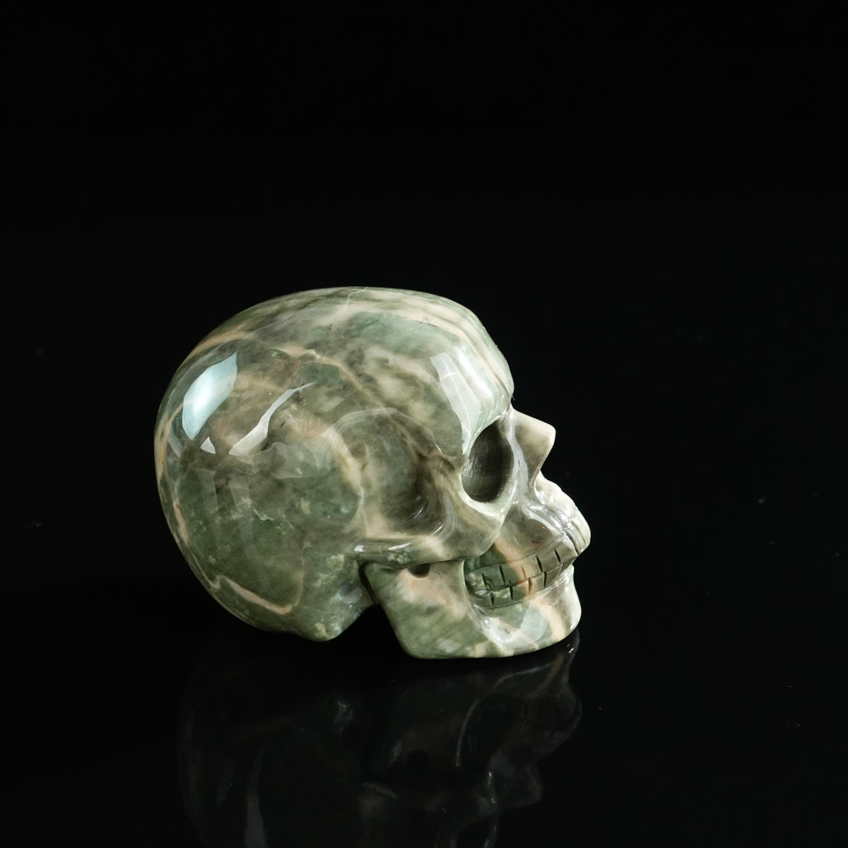 3.0" Nine Dragon Jade Crystal Skull Carving - Unique Piece #HA02