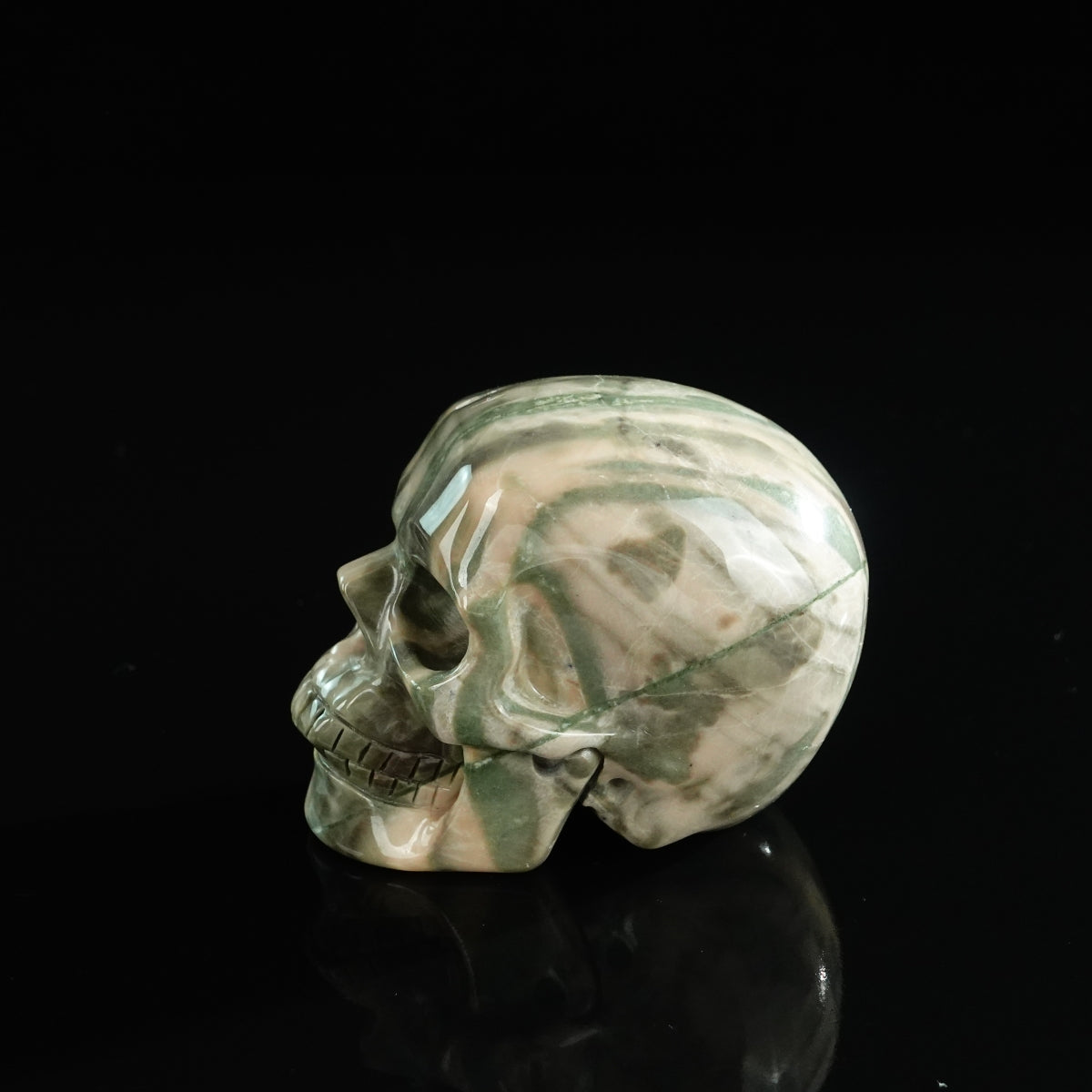 3.0" Nine Dragon Jade Crystal Skull Carving - Unique Piece #HA02