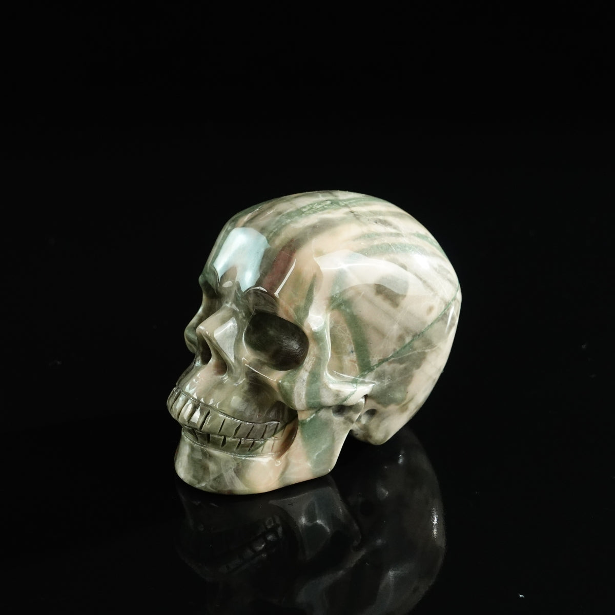 3.0" Nine Dragon Jade Crystal Skull Carving - Unique Piece #HA02