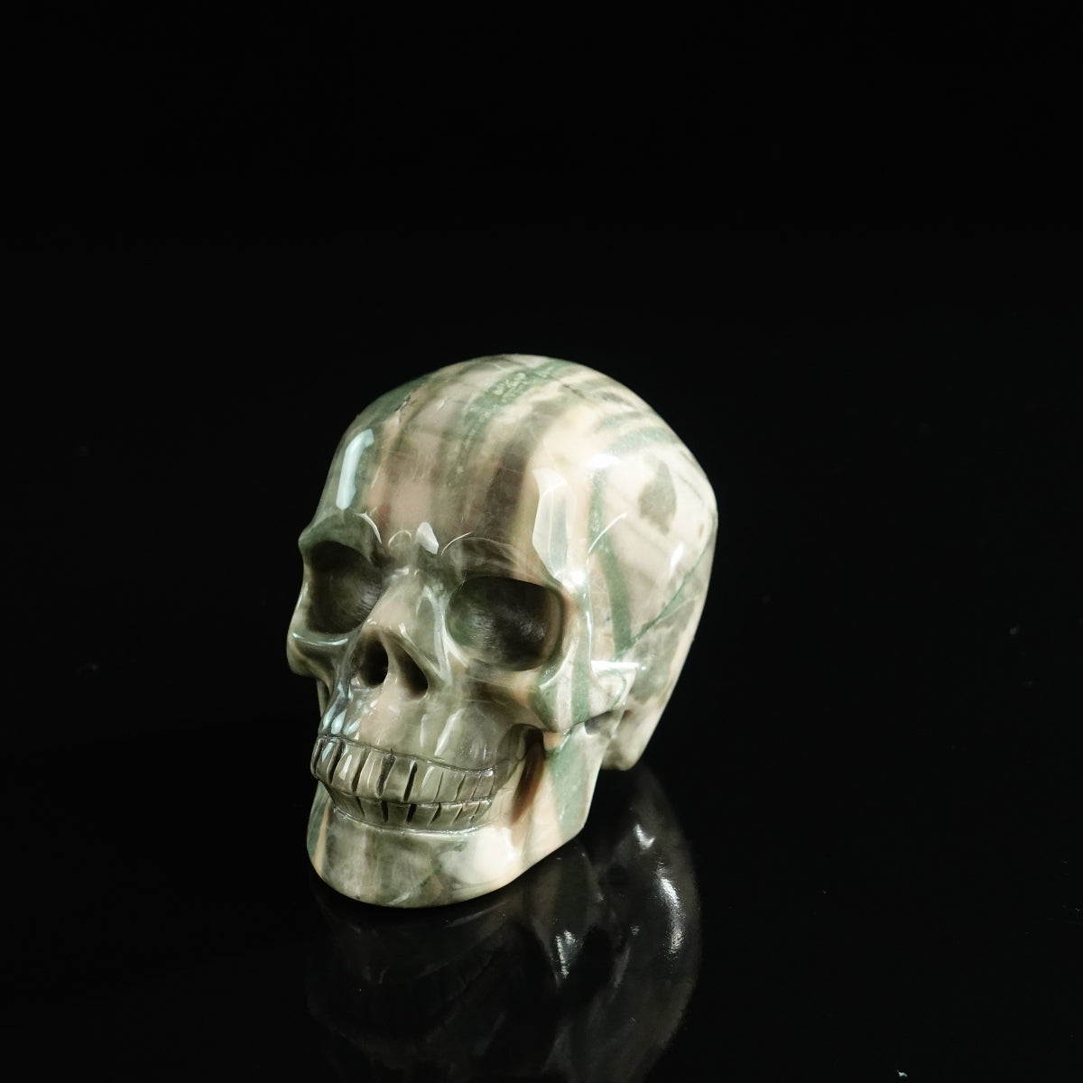 3.0" Nine Dragon Jade Crystal Skull Carving - Unique Piece #HA02