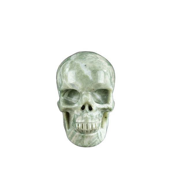 3.0" Nine Dragon Jade Crystal Skull Carving - Hand Carved Decor