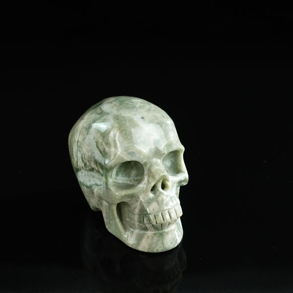 3.0" Nine Dragon Jade Crystal Skull Carving - Unique Piece #HA03 - alternate view