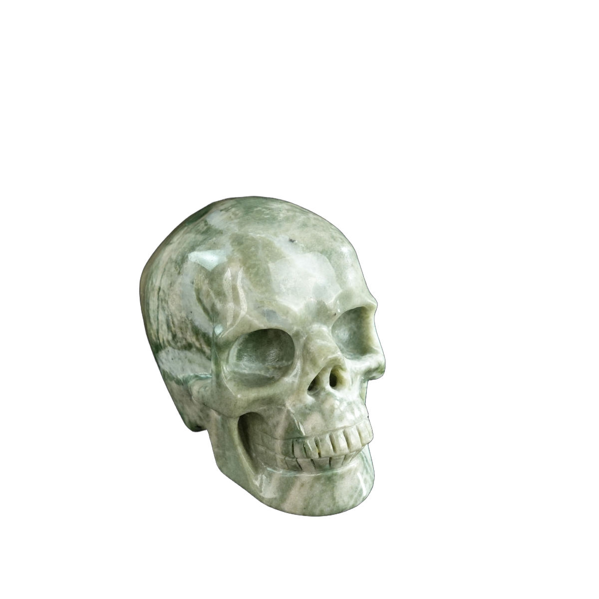 3.0" Nine Dragon Jade Crystal Skull Carving - Hand Carved Decor