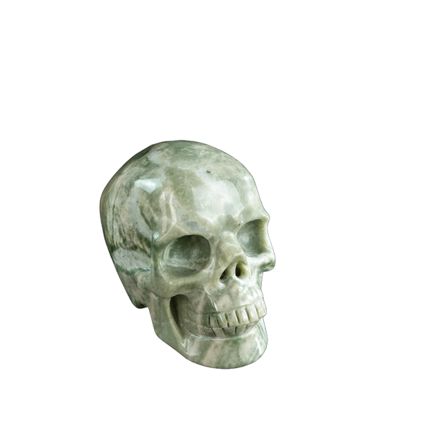 3.0" Nine Dragon Jade Crystal Skull Carving - Hand Carved Decor - alternate view