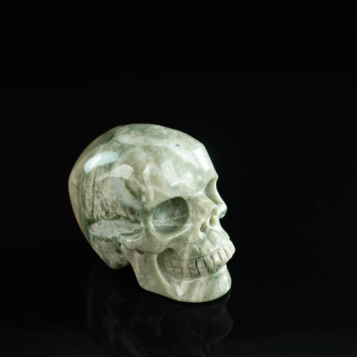 3.0" Nine Dragon Jade Crystal Skull Carving - Unique Piece #HA03