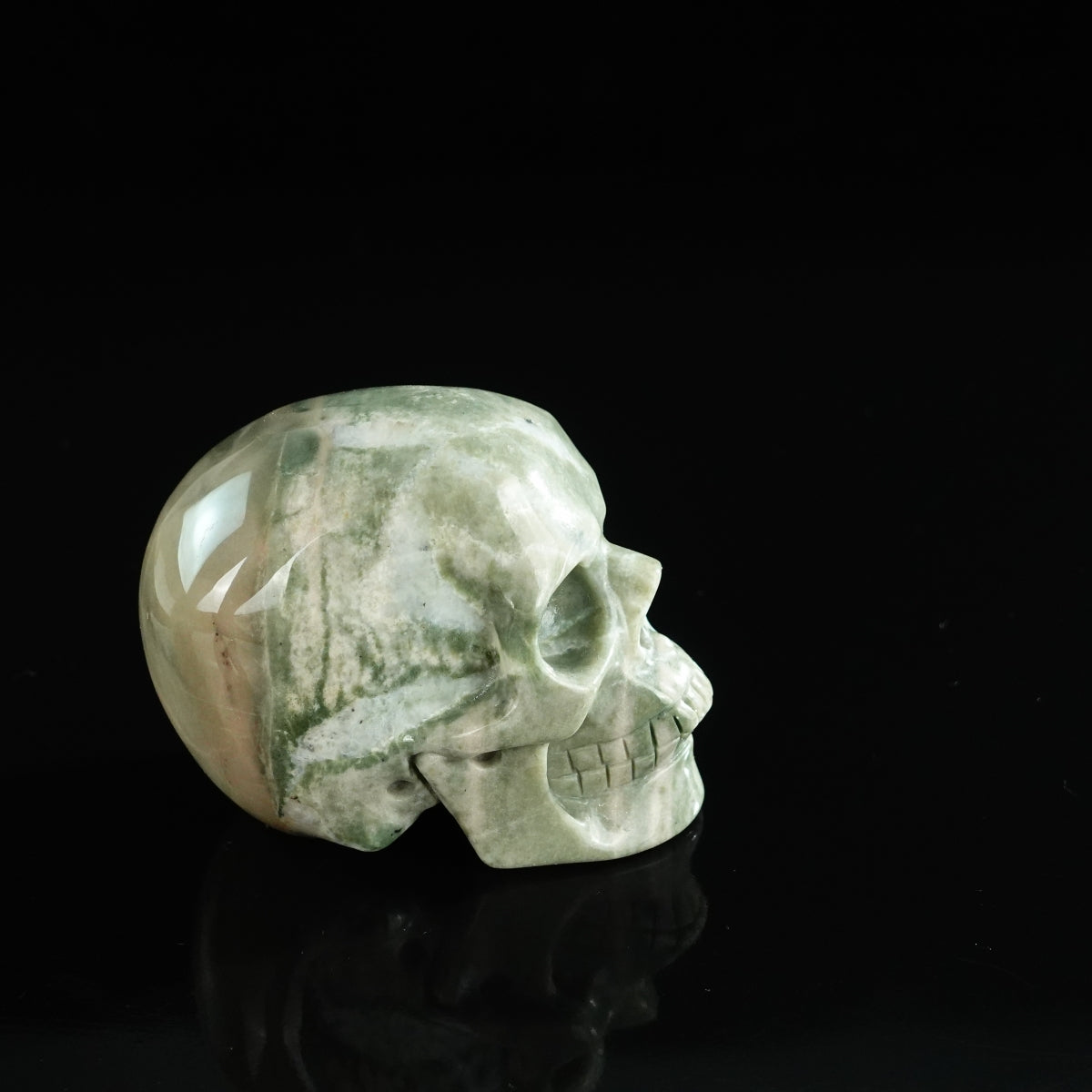 3.0" Nine Dragon Jade Crystal Skull Carving - Unique Piece #HA03