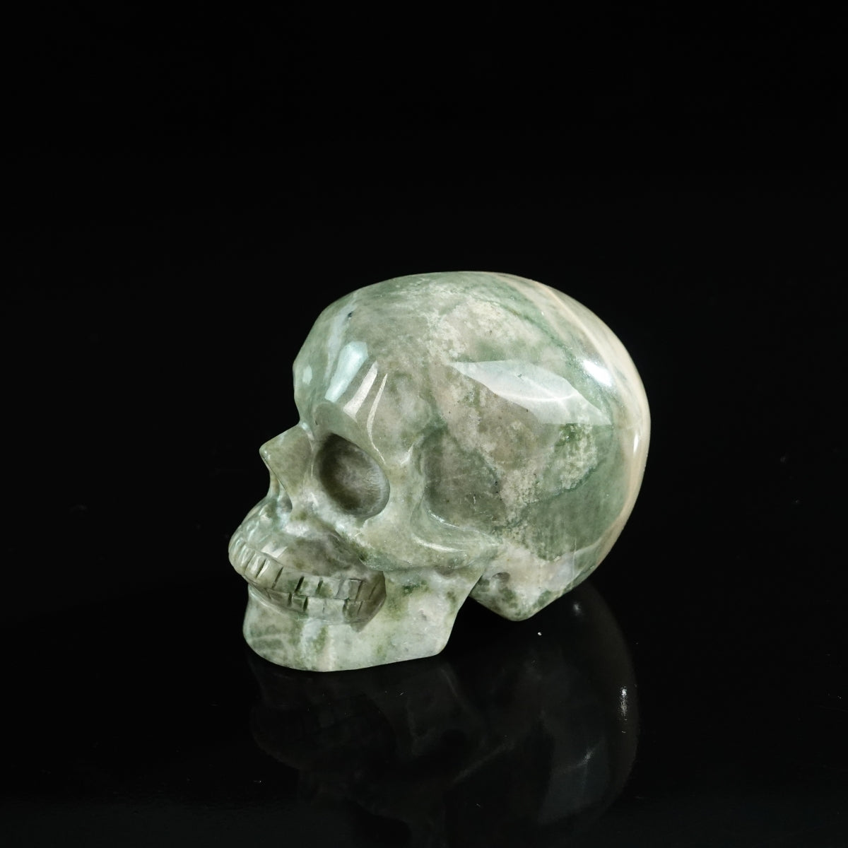 3.0" Nine Dragon Jade Crystal Skull Carving - Unique Piece #HA03