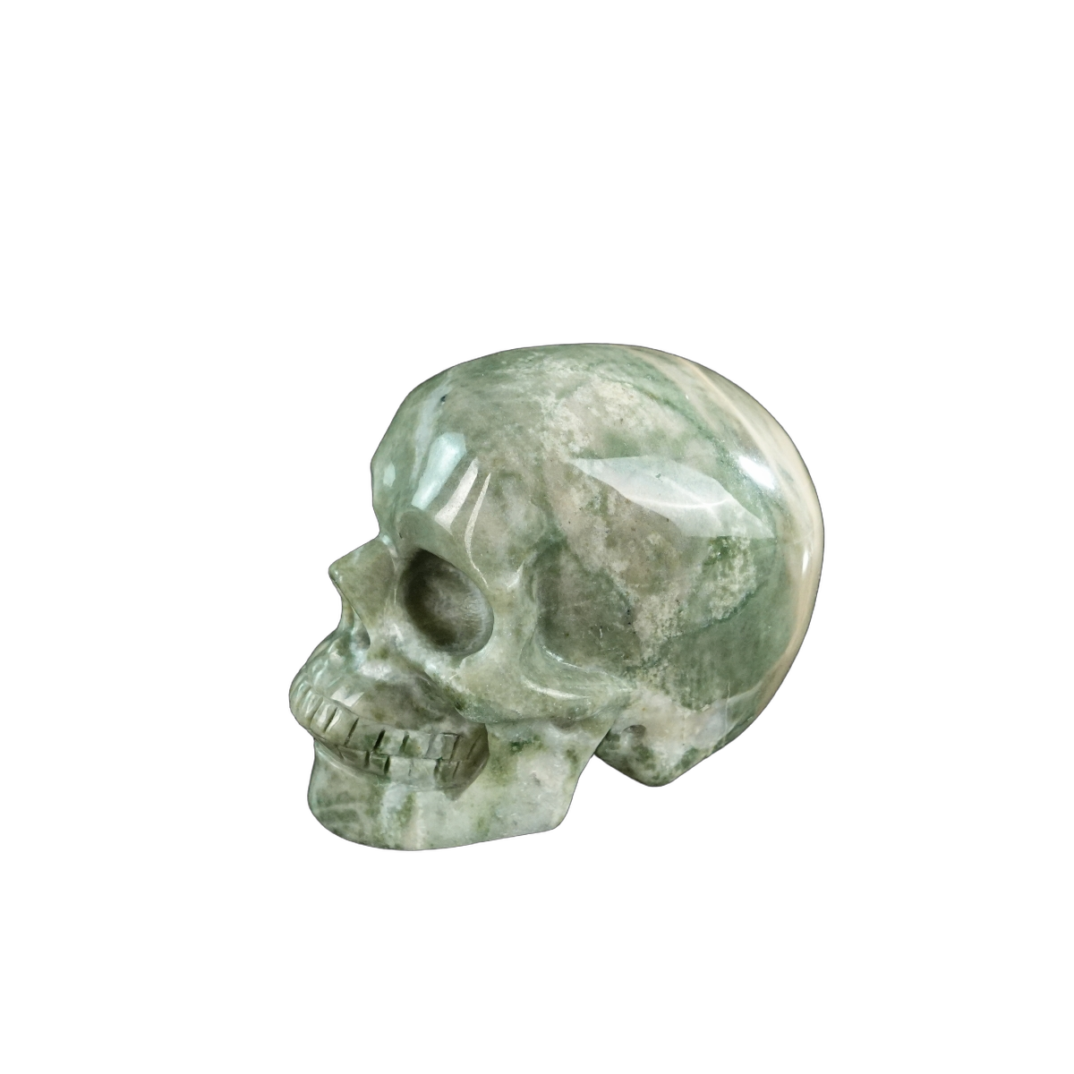 3.0" Nine Dragon Jade Crystal Skull Carving - Hand Carved Decor