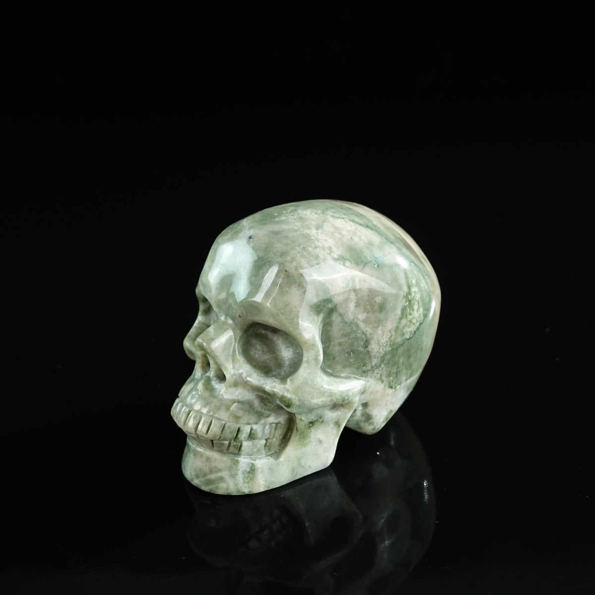 3.0" Nine Dragon Jade Crystal Skull Carving - Unique Piece #HA03