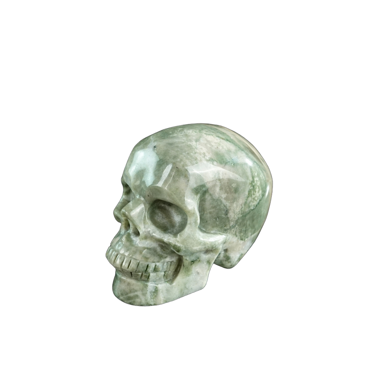 3.0" Nine Dragon Jade Crystal Skull Carving - Hand Carved Decor