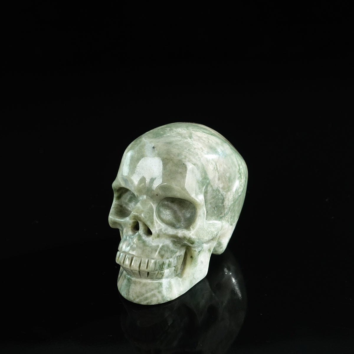 3.0" Nine Dragon Jade Crystal Skull Carving - Unique Piece #HA03