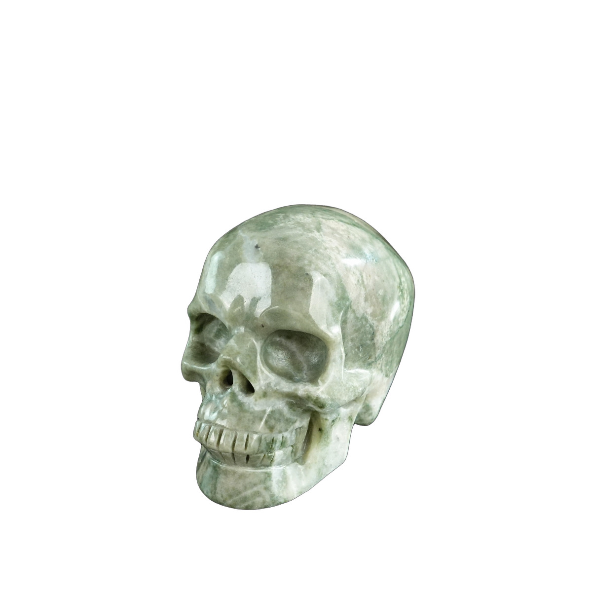 3.0" Nine Dragon Jade Crystal Skull Carving - Hand Carved Decor