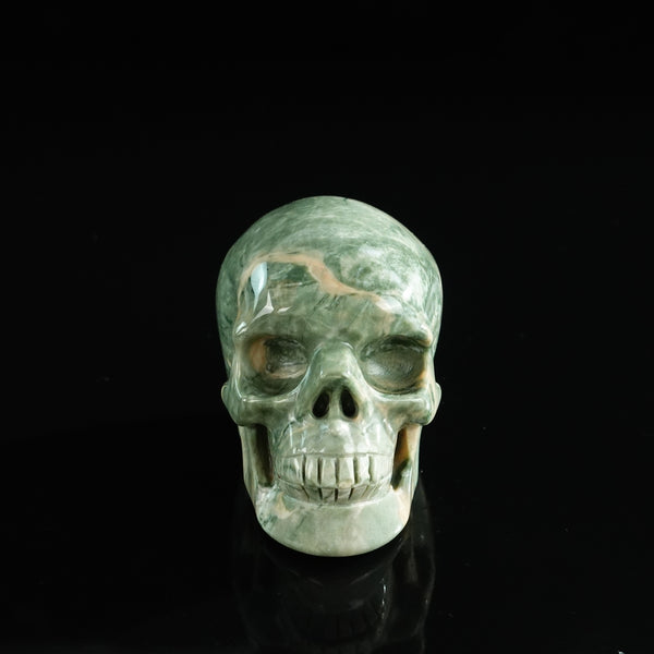 3.0" Nine Dragon Jade Crystal Skull Carving - Unique Piece #HA04