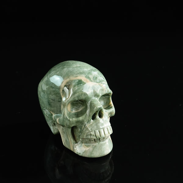 3.0" Nine Dragon Jade Crystal Skull Carving - Unique Piece #HA04 - alternate view