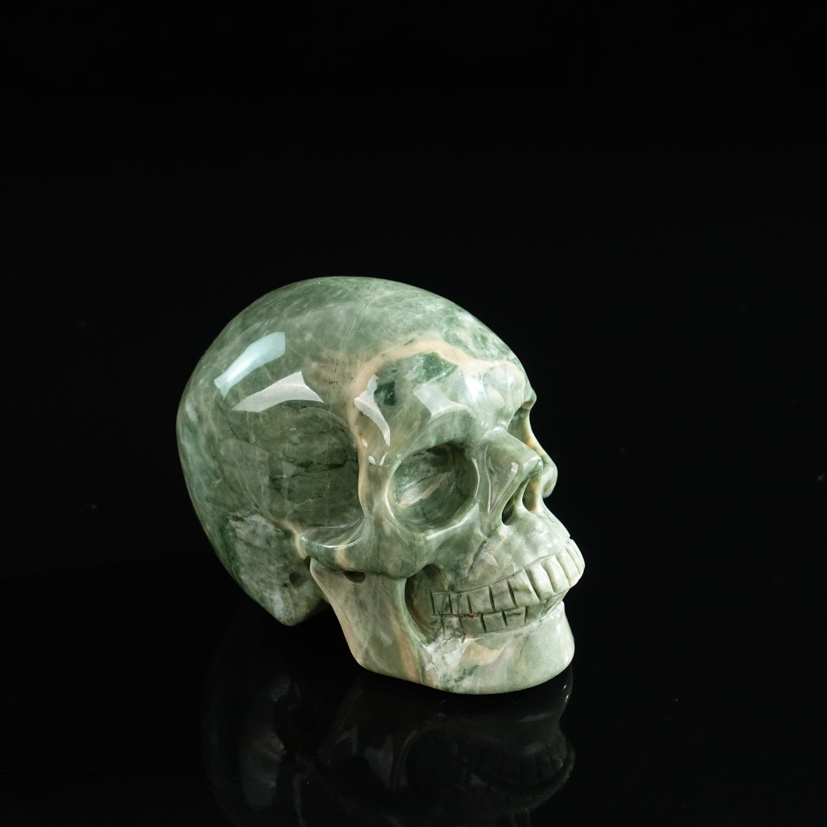 3.0" Nine Dragon Jade Crystal Skull Carving - Unique Piece #HA04