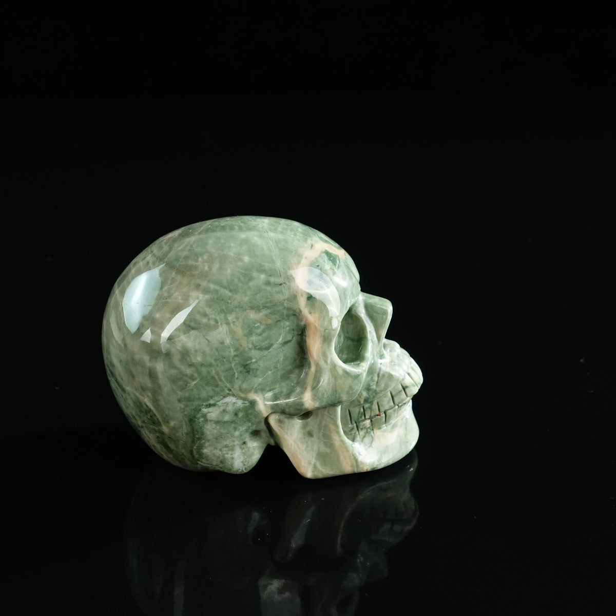 3.0" Nine Dragon Jade Crystal Skull Carving - Unique Piece #HA04
