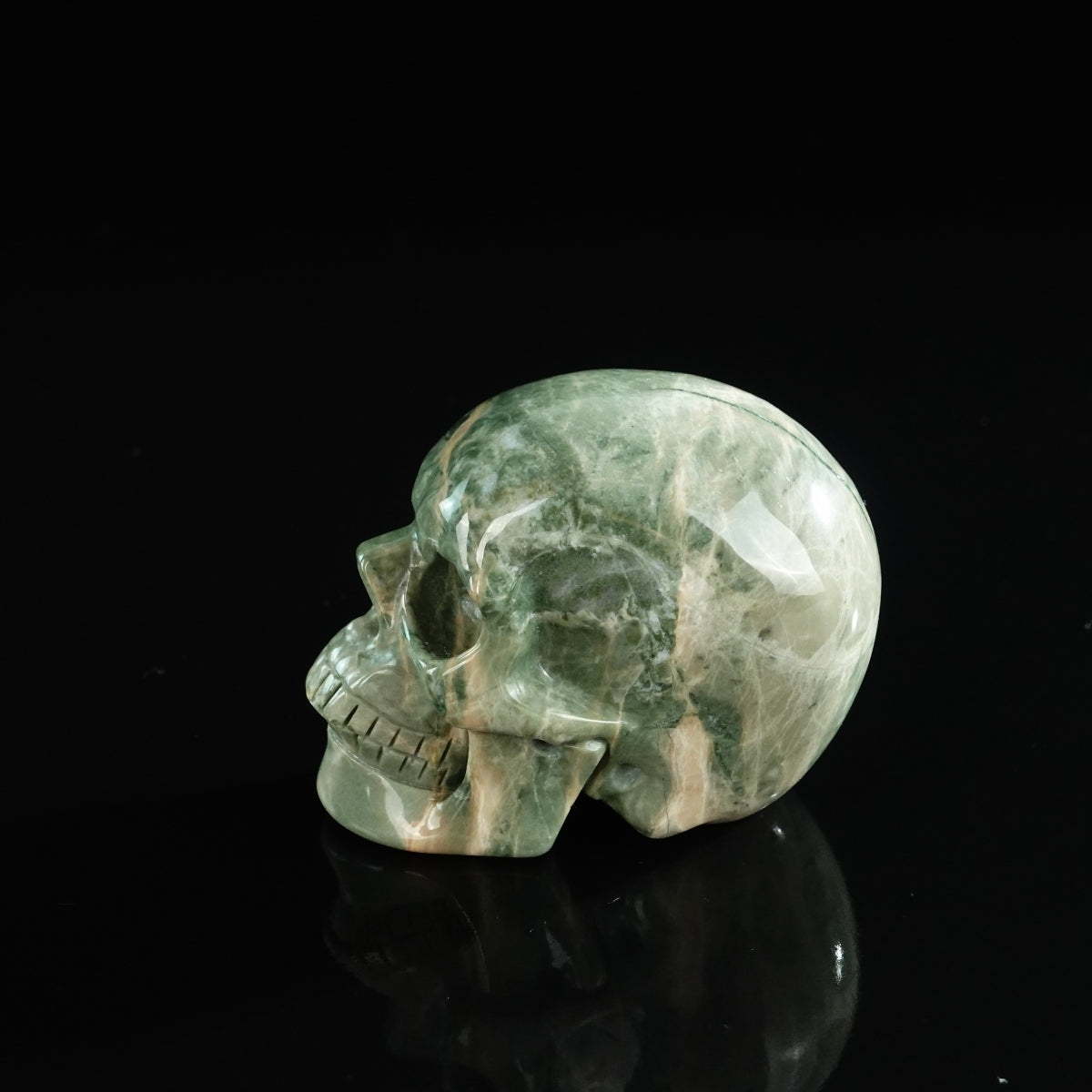 3.0" Nine Dragon Jade Crystal Skull Carving - Unique Piece #HA04