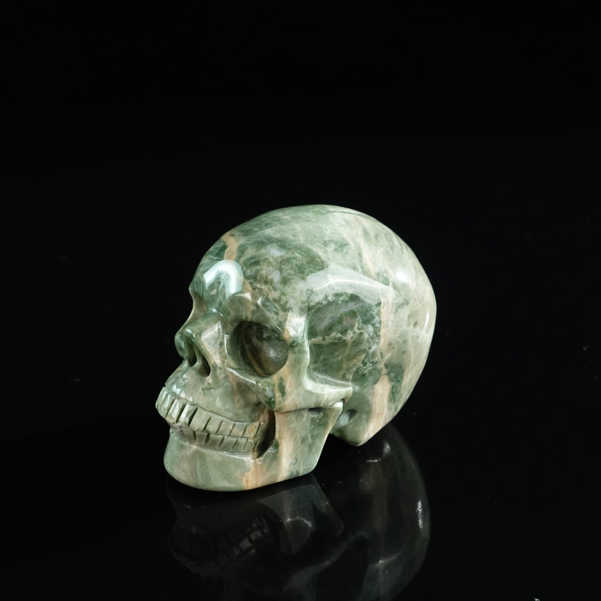3.0" Nine Dragon Jade Crystal Skull Carving - Unique Piece #HA04