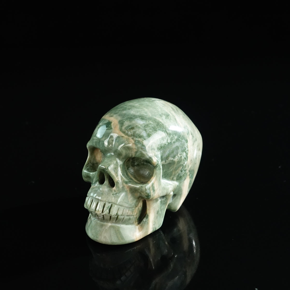 3.0" Nine Dragon Jade Crystal Skull Carving - Unique Piece #HA04