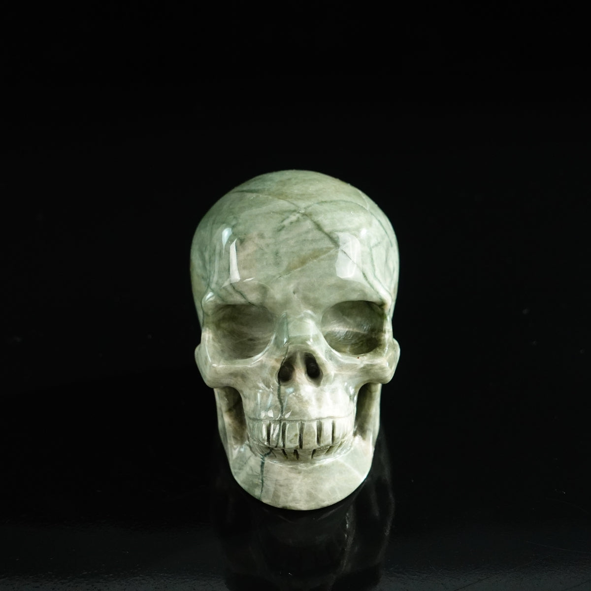 3.0" Nine Dragon Jade Crystal Skull Carving - Unique Piece #HA05