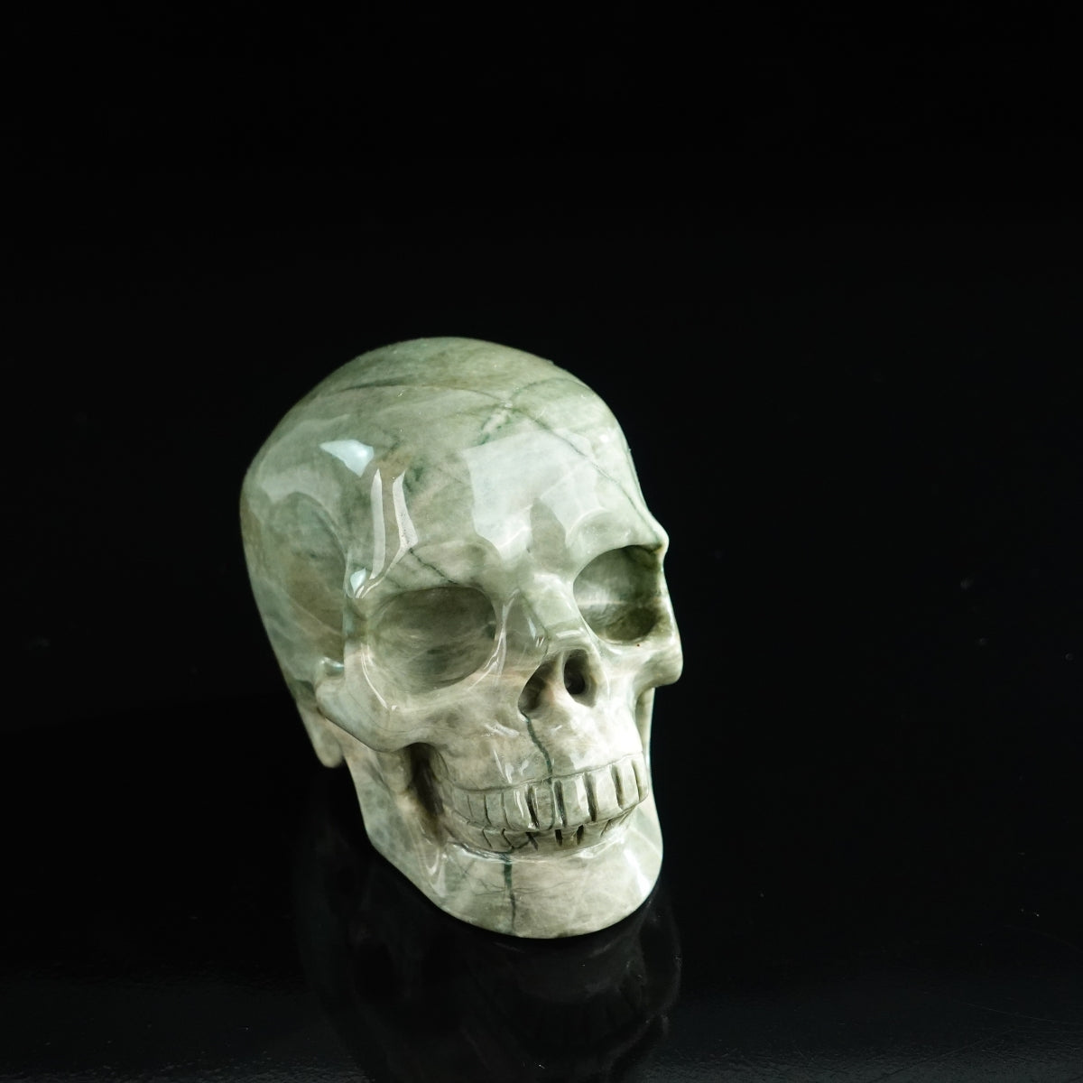 3.0" Nine Dragon Jade Crystal Skull Carving - Unique Piece #HA05