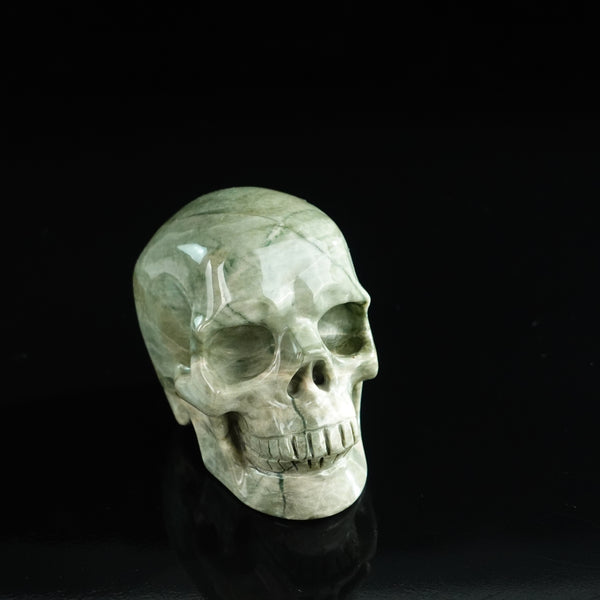 3.0" Nine Dragon Jade Crystal Skull Carving - Unique Piece #HA05 - alternate view