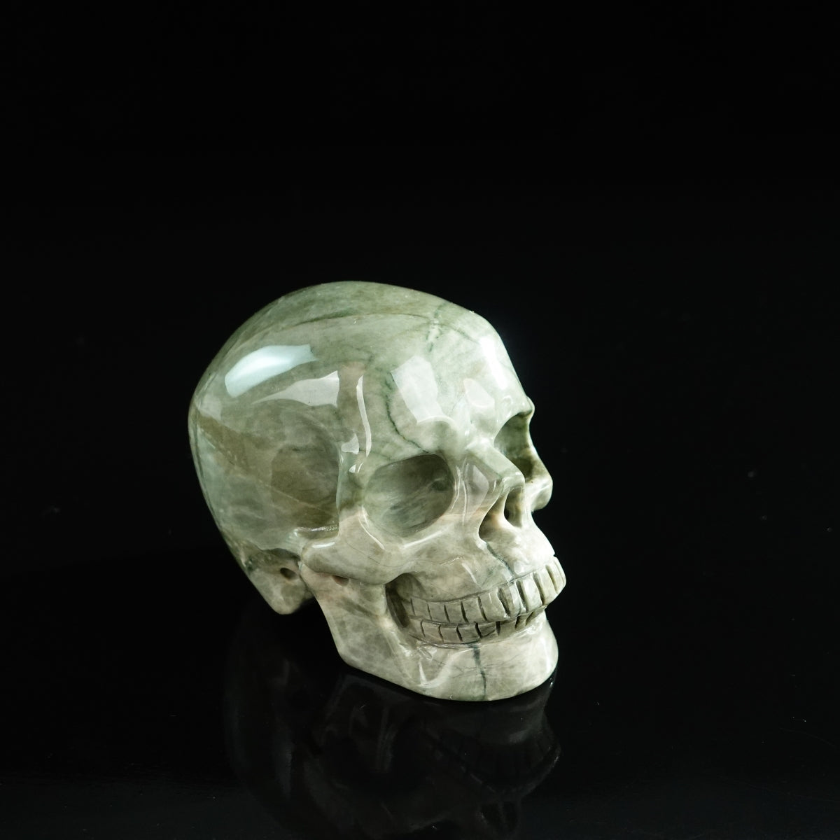 3.0" Nine Dragon Jade Crystal Skull Carving - Unique Piece #HA05