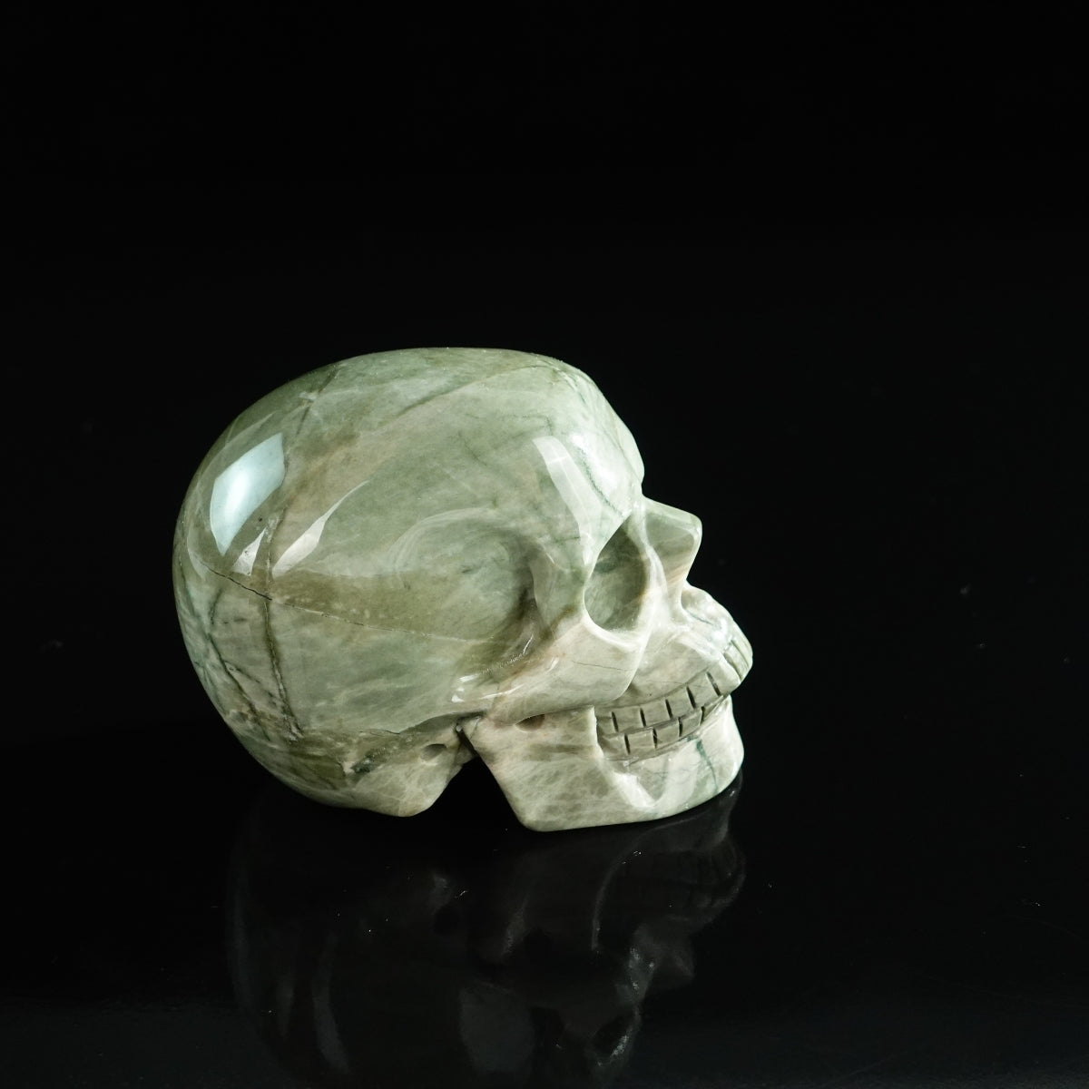 3.0" Nine Dragon Jade Crystal Skull Carving - Unique Piece #HA05