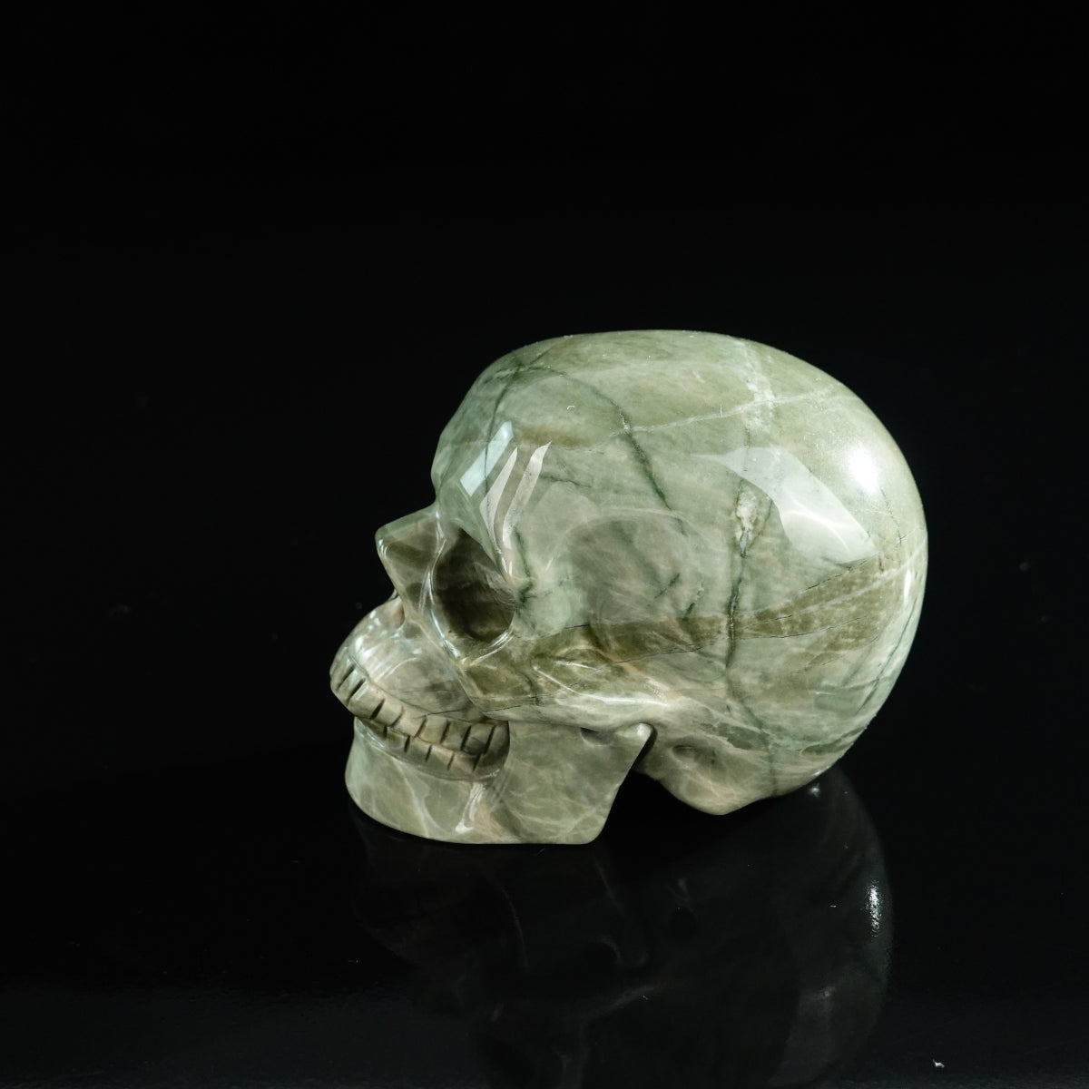 3.0" Nine Dragon Jade Crystal Skull Carving - Unique Piece #HA05