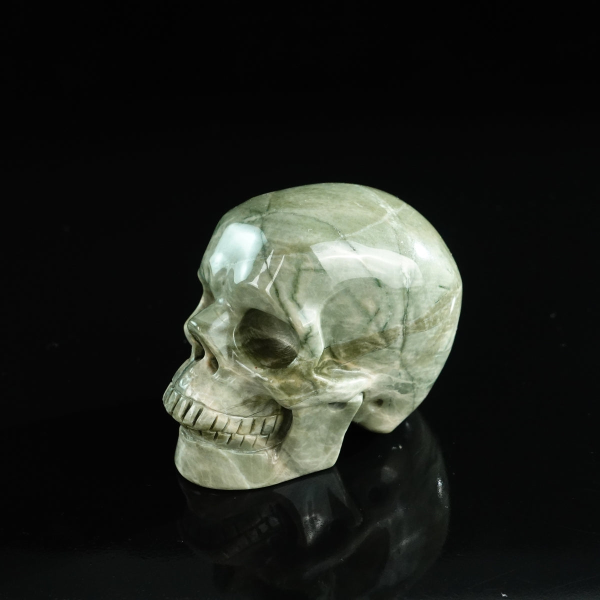 3.0" Nine Dragon Jade Crystal Skull Carving - Unique Piece #HA05