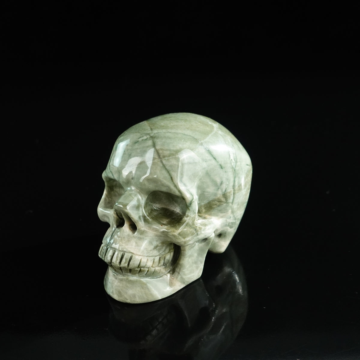 3.0" Nine Dragon Jade Crystal Skull Carving - Unique Piece #HA05