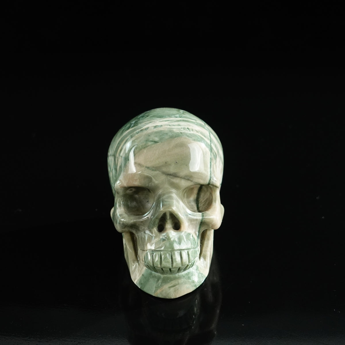 3.0" Nine Dragon Jade Crystal Skull Carving - Unique Piece #HA06