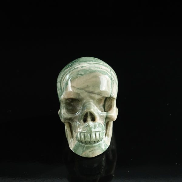 3.0" Nine Dragon Jade Crystal Skull Carving - Unique Piece #HA06