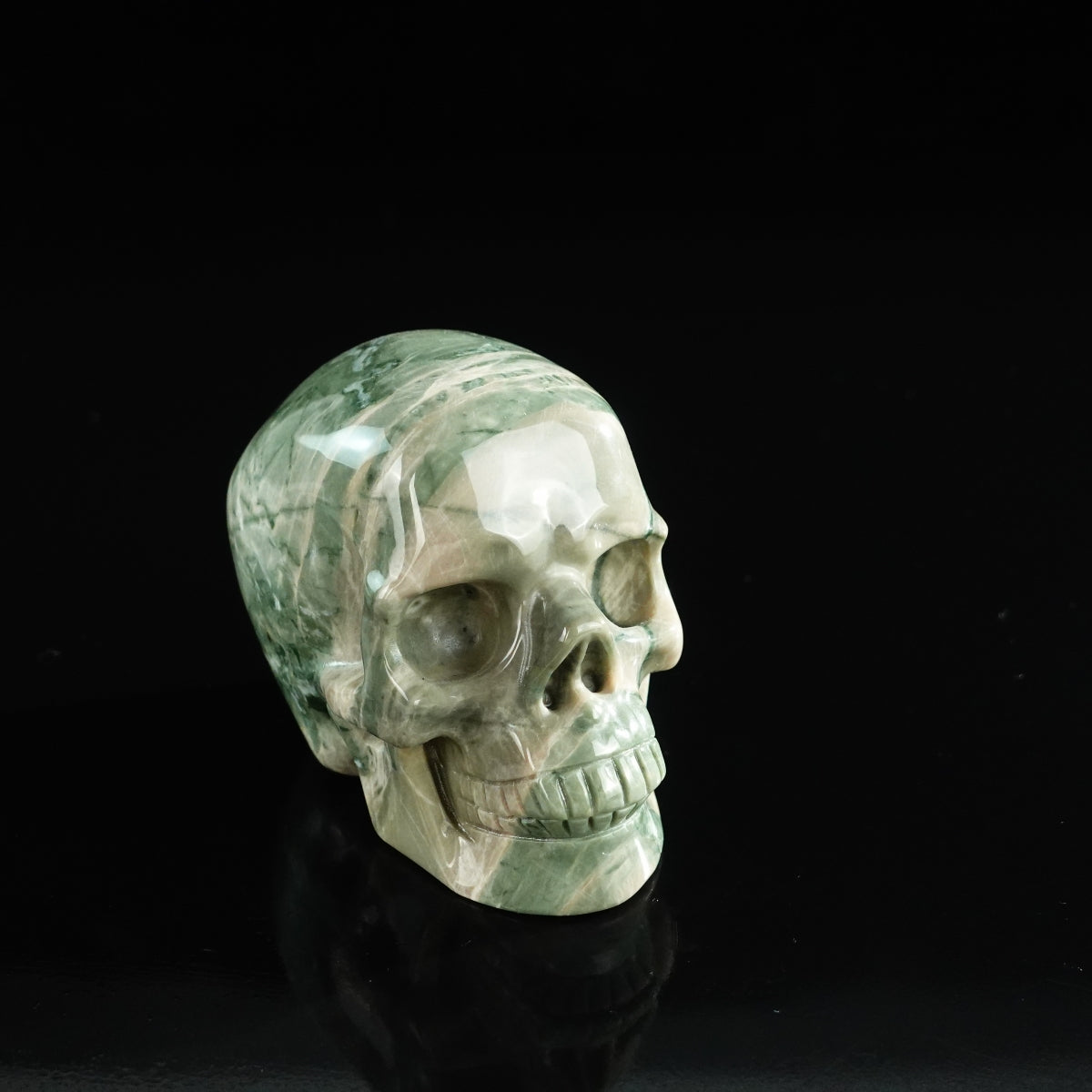 3.0" Nine Dragon Jade Crystal Skull Carving - Unique Piece #HA06