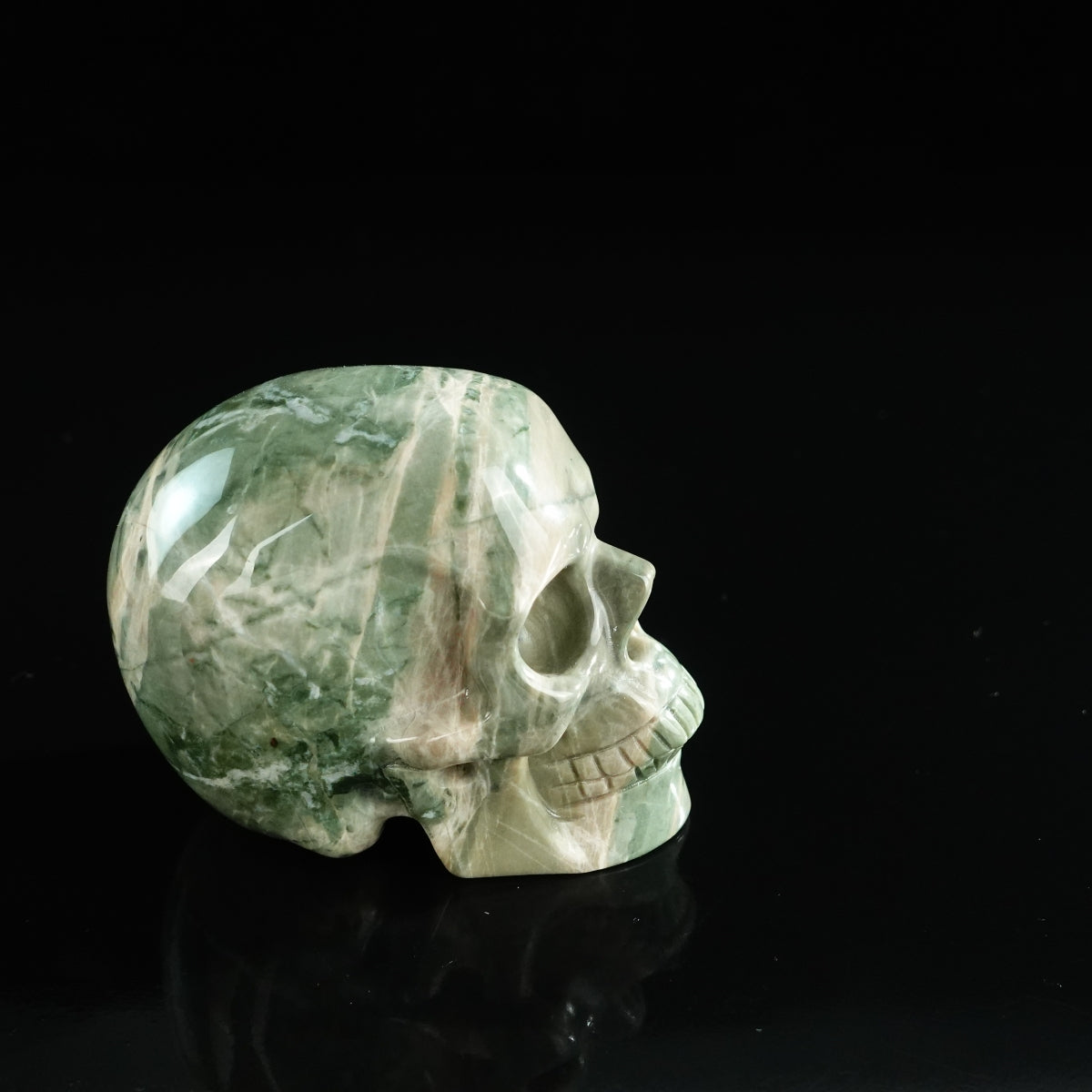 3.0" Nine Dragon Jade Crystal Skull Carving - Unique Piece #HA06